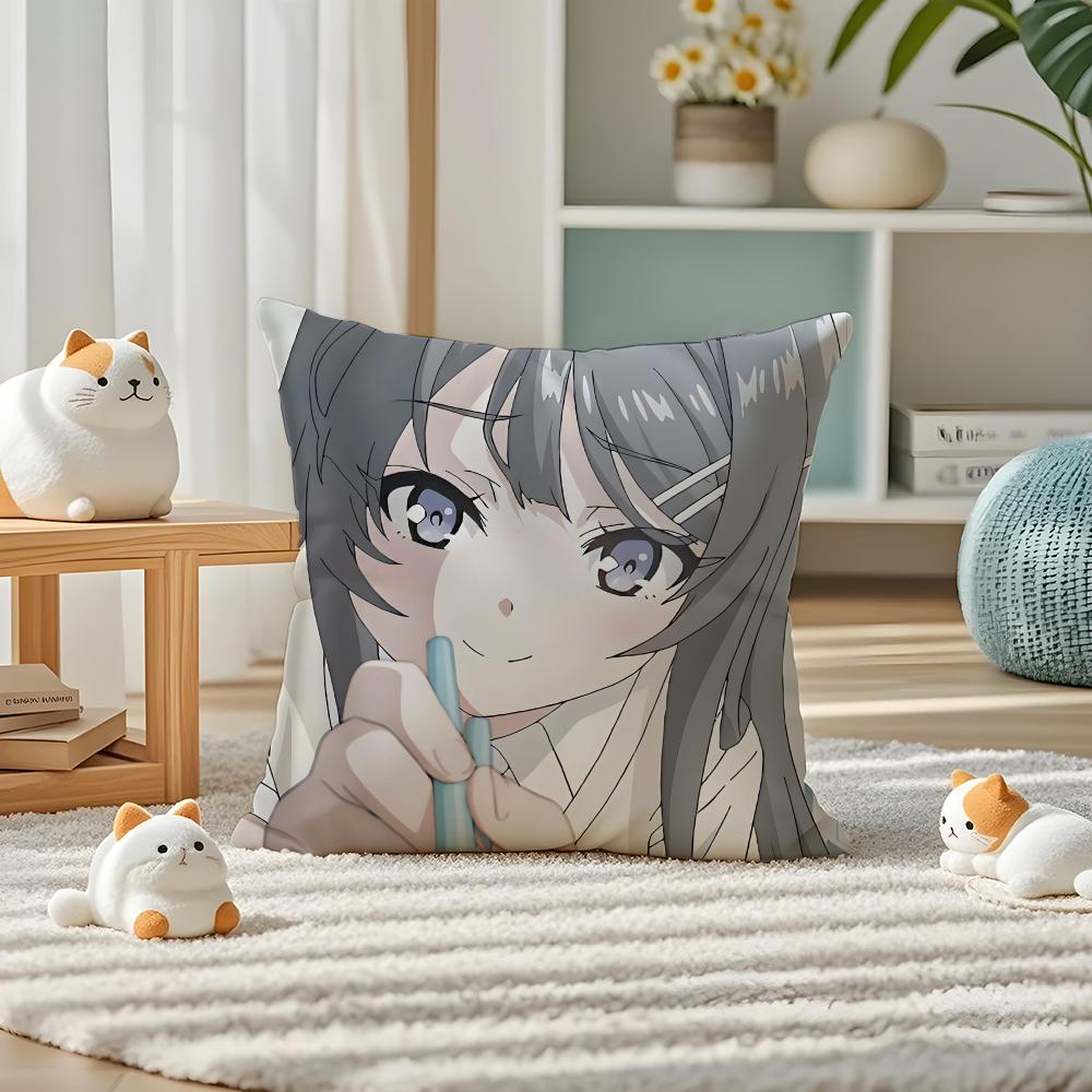 Mai Sakurajima Sexy Pillow Case Silky Elegant Comfort Sofa Bed Invisible Zipper