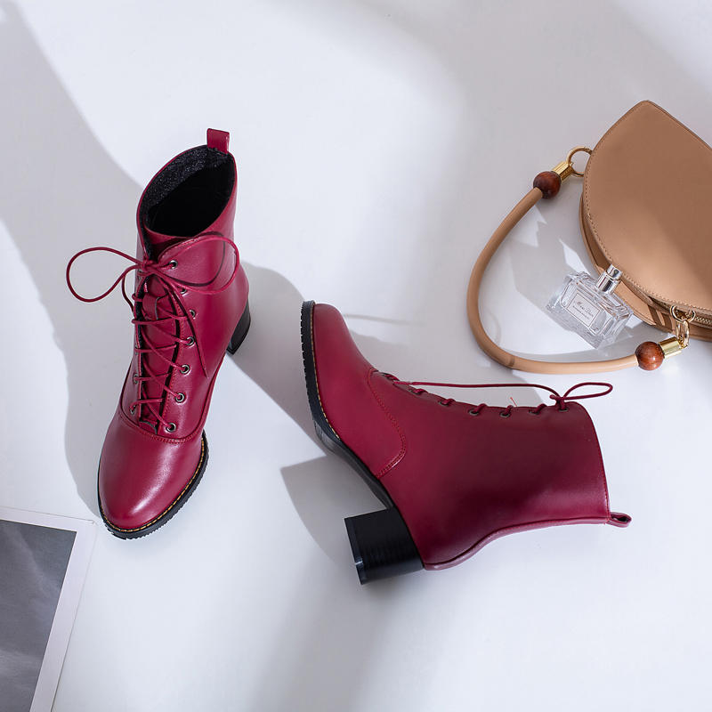 Women's High-heeled Short Boots Autumn and Winter Comfortable Versatile Thick-heeled Large-size Casual Short Boots