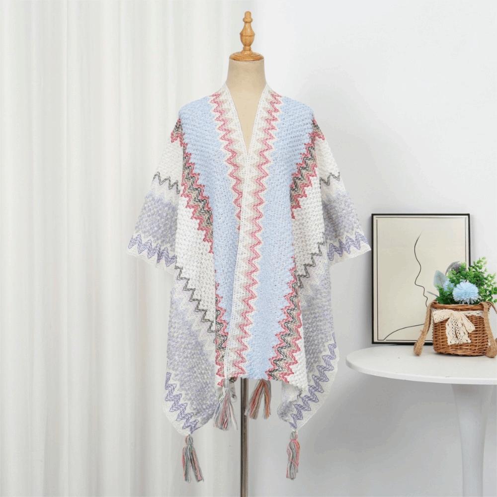 Neck Wrap Tassel Scarves Warm Knitted Cape Simple Imitation Cashmere Scarf Travel Vacation