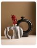 Elegant Wabi-Sabi Ceramic Vase with Black and White Stripes - Perfect for Living Room Decoration and Floral Arrangements