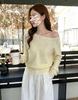 2026 Spring Korean Color Block One-Shoulder Knitwear: Loose Fit, Slimming Stripe Sweater