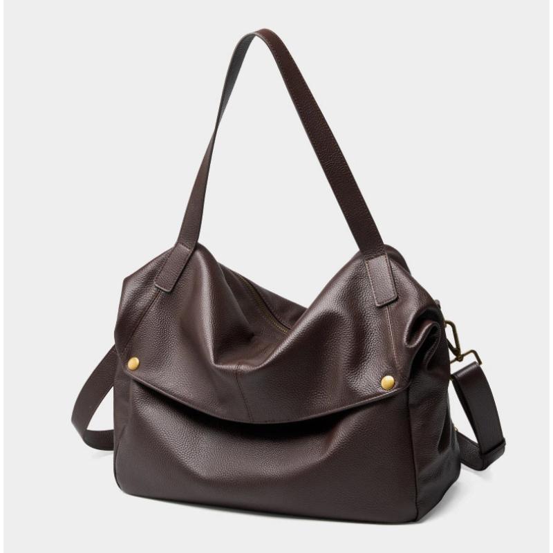 Echtes Leder Große Kapazität Damen Schulter Umhängetaschen Weiches Leder Einfache Lässige Damen Große Tragetasche Weibliche Satteltasche