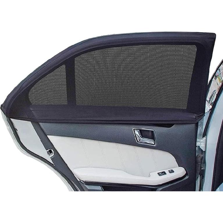 Car Window Shades, 2 Pack Breathable Mesh Car Side Back Window Sun Shades, Stretchy Window Screen For Baby Family Pet UV Protection, Window Covers