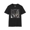 Men's Graphic T-Shirt with Black Wolf Portrait Design