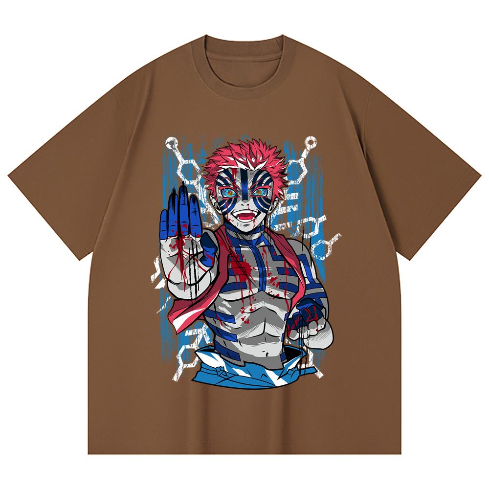 230 Gsm 100% Cotton Demon Slayer V79 Akaza Print Unisex Heavy Cotton T Shirt