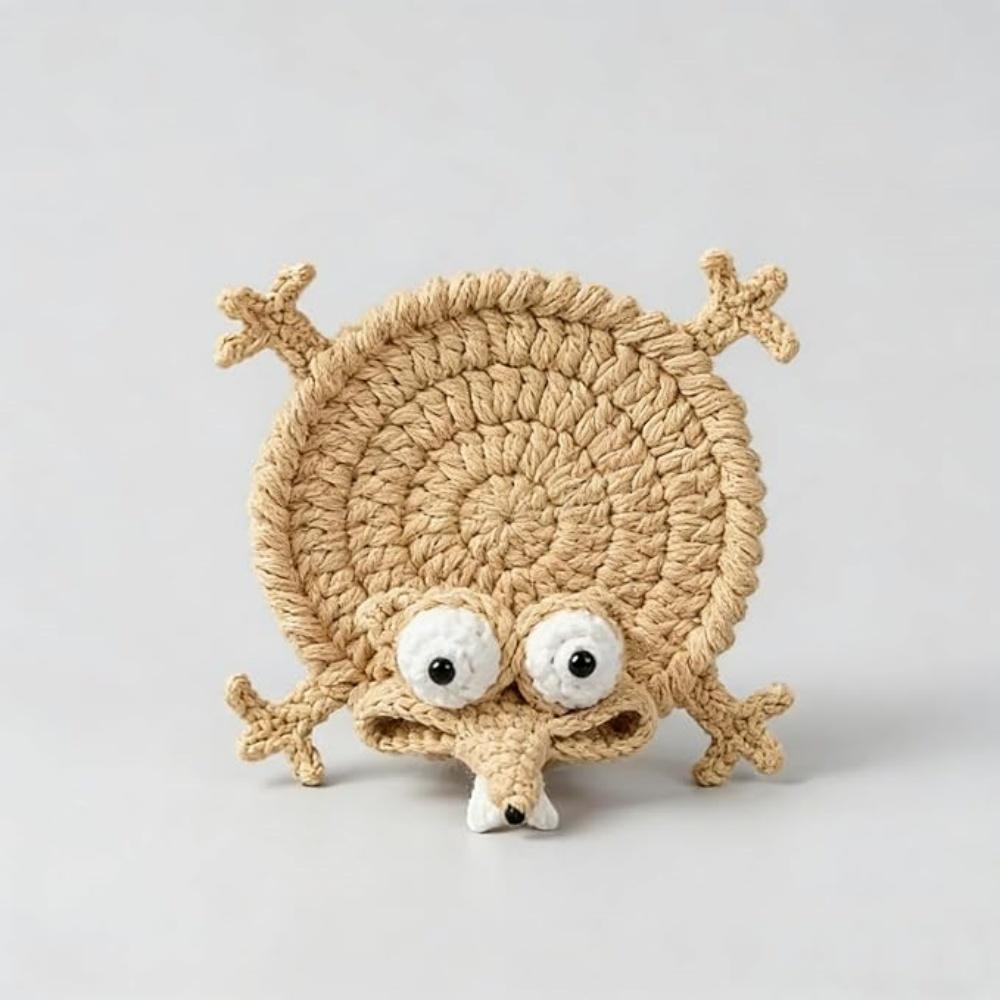 Lustige gehäkelte Eichhörnchen-Untersetzer, Lustiger gewebter Untersetzer, Niedliche Tassenunterlage in Eichhörnchenform, Niedliche gestrickte Schreibtisch-Accessoires