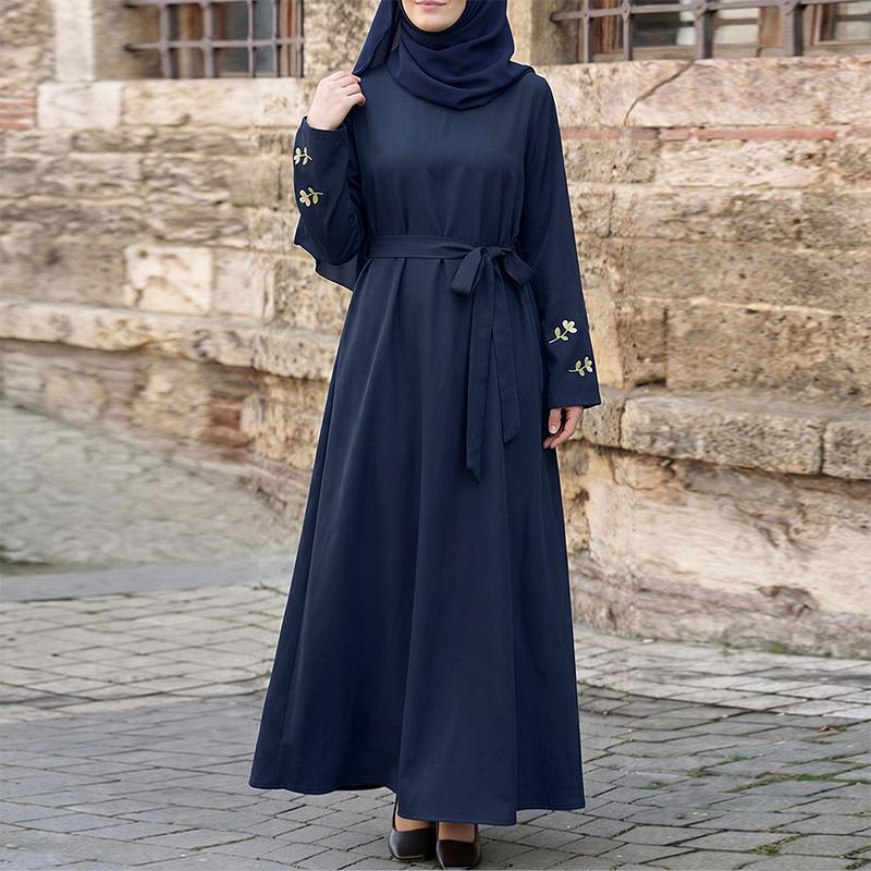 ZANZEA Women Casual Round Neck Loose Long Sleeve Muslim Dress S