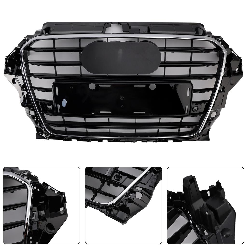 Front Bumper Grille Grill 8V3853651 Fit A3 S3 2013-2016 Chrome