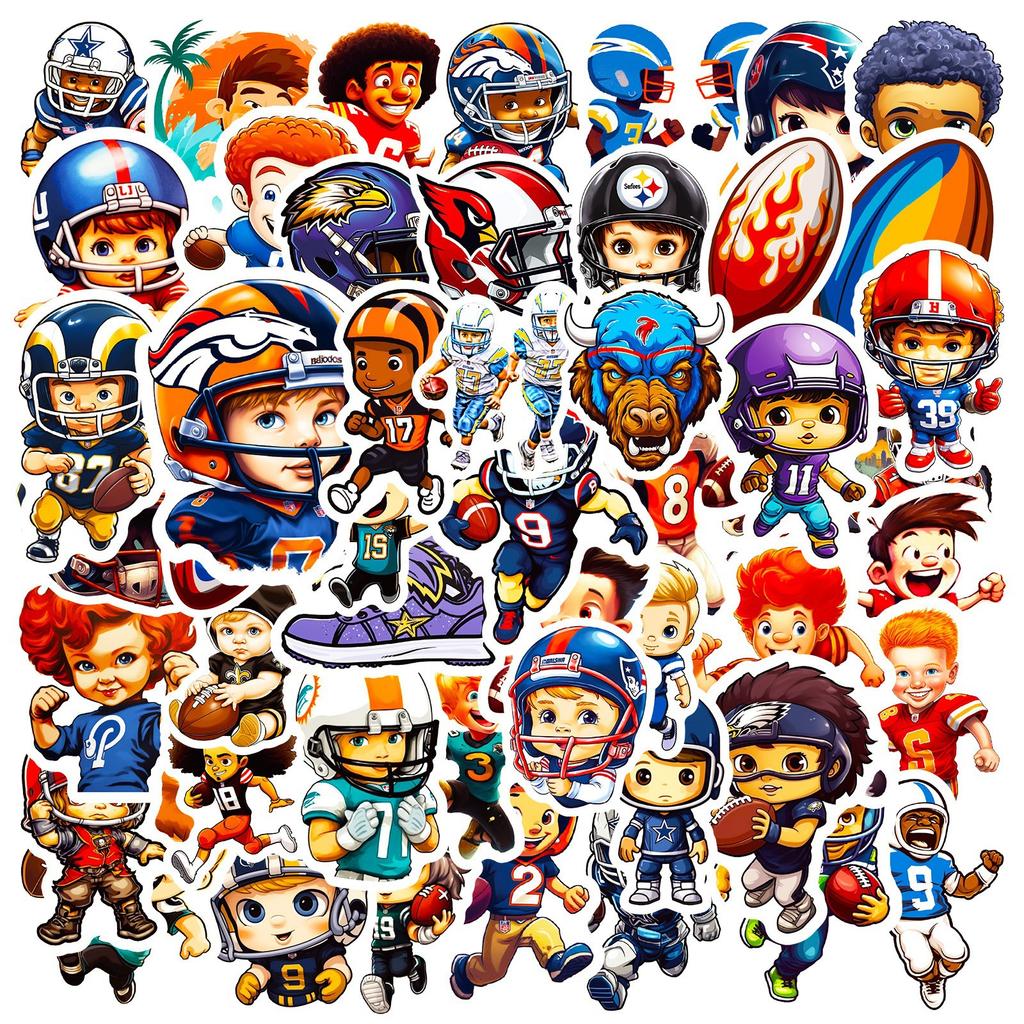 50 Niedliche Jungen-Aufkleber Neue Produkte NFL-Jungen-Athleten Rugby Graffiti-Aufkleber