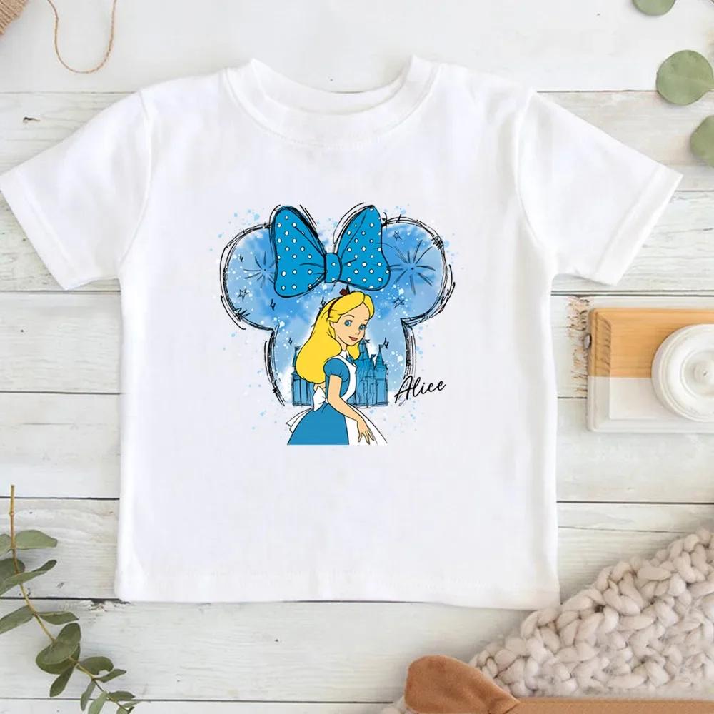 Child Belle Princess Kawaii Printed T-shirt Baby Girl  Soft Cartoon Clothing Cute Graphic Tops Kids Funny Tees