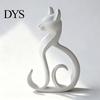 Light Luxury Decor 3D Printed Cat Figurine, Minimalist Elegant Sitting Sculpture, Modern Home Decoration Animal Ornament for Office Desk Shelf