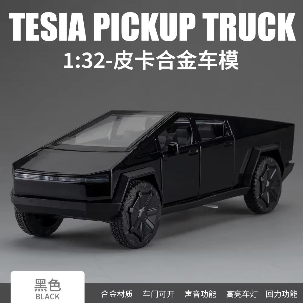 VKYA1 1/32 Tesla Cybertruck Modell 3 Modell S Modell X Modell Y Spielzeugauto Diecast Metall Off Road Sammlung Rückzieher Sound Licht Geschenk Junge