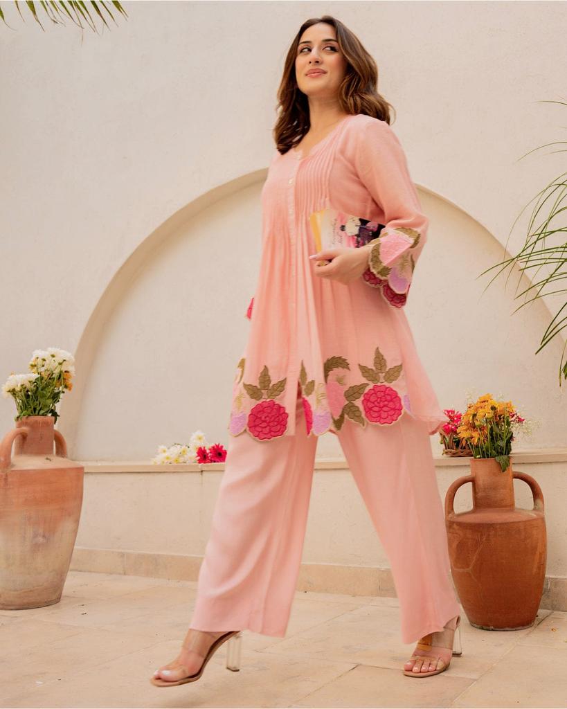 Women Designer Cotton Top Tunic Kurta Pant Set Indian Bollywood Party Wear Cord Set
