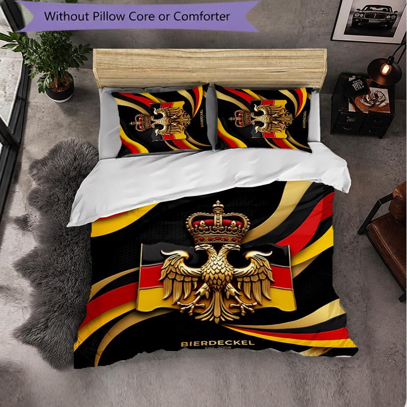 Belgium Football Pattern 3 Pieces Bedding Set Soft Microfiber Duvet Cover with Pillow Cases for Bedroom