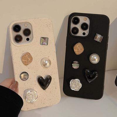 Diy 2023 Krištolinė Meilės Širdelė Ins Gėlė Meilė 3d Mielas Animacinis Telefono Dėklas Iphone 12 13 Mini 11 14 Pro Max Xsmax X Xr 7 8 Plus