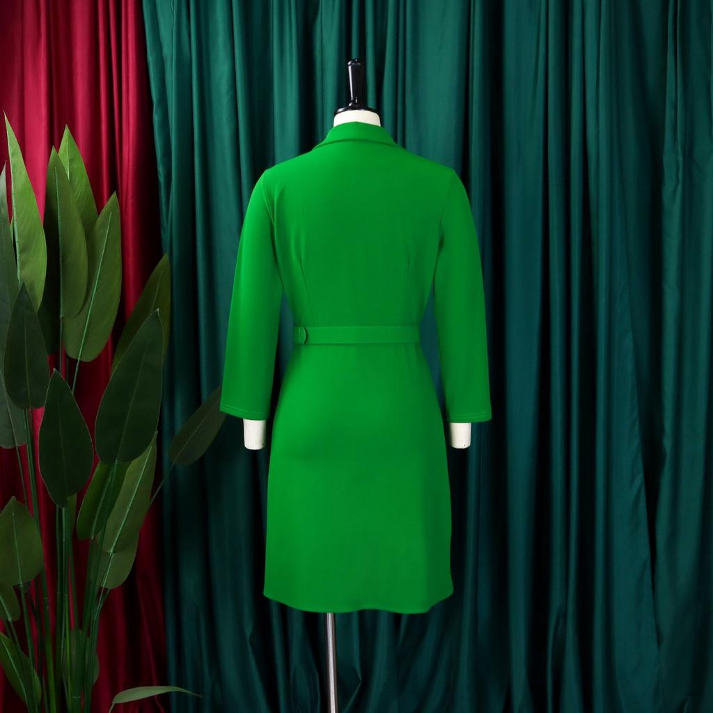 Gekerbter Kragen Elegante Kleider Damen Frühling Herbst Langarm Übergröße Plissiertes Kleid 2026 Neu