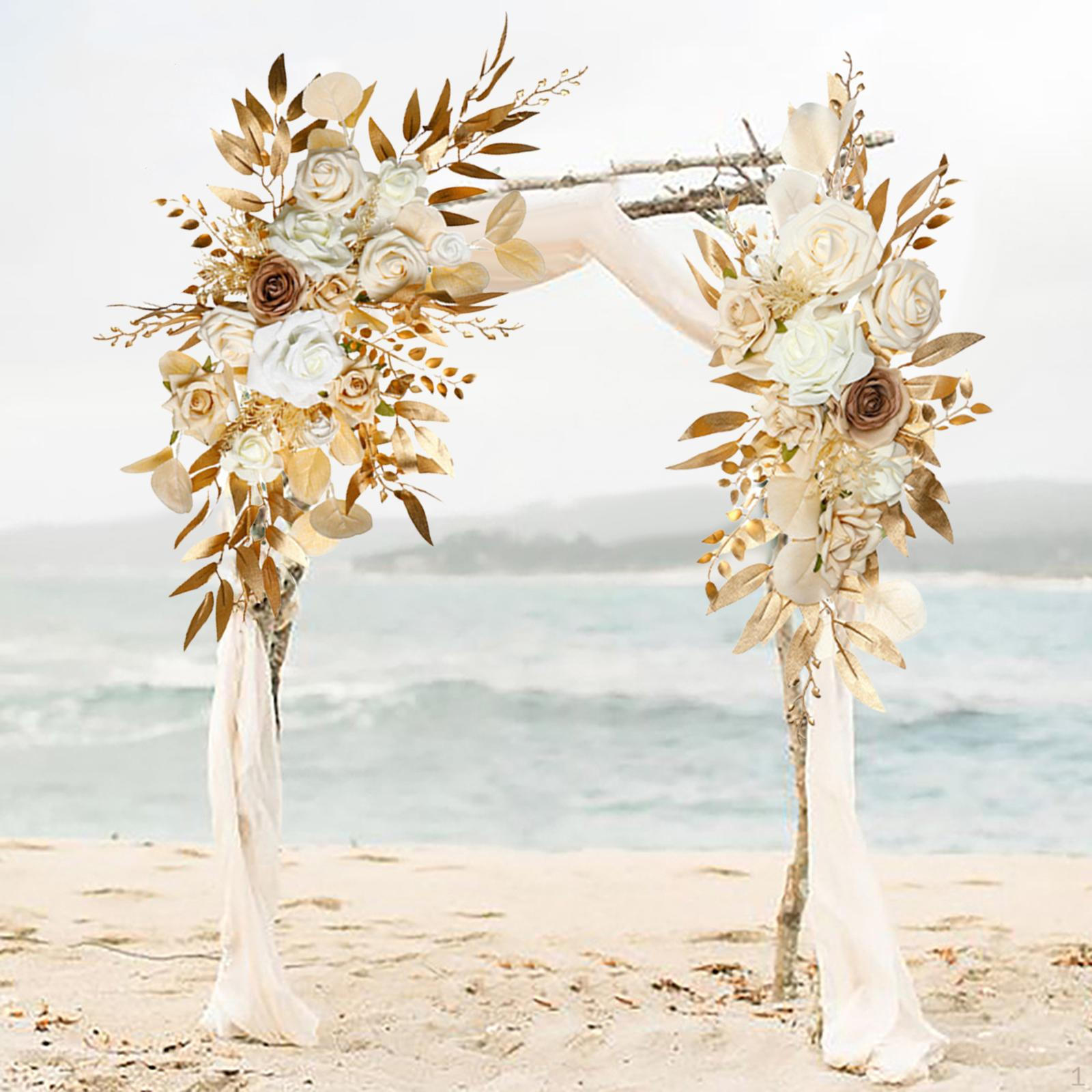 

2 штуки Штучний квітковий фон Swag Вітальний знак Декор Центральна гірлянда Весільний арковий вінок золотий