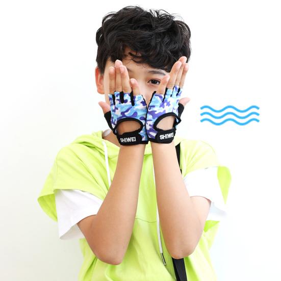 1 Pair Kids Half Finger Gloves Adjustable Wear-Resistant Non-Slip Hand Injury Prevention Fishing Cycling Outdoor Sports Gloves