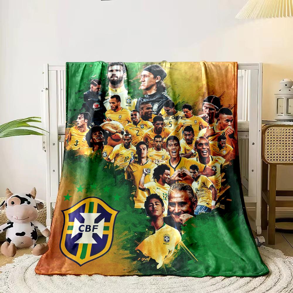 Brazil Soccer Team Designed Flannel blanket for bedroom, living room, sofa, and nap