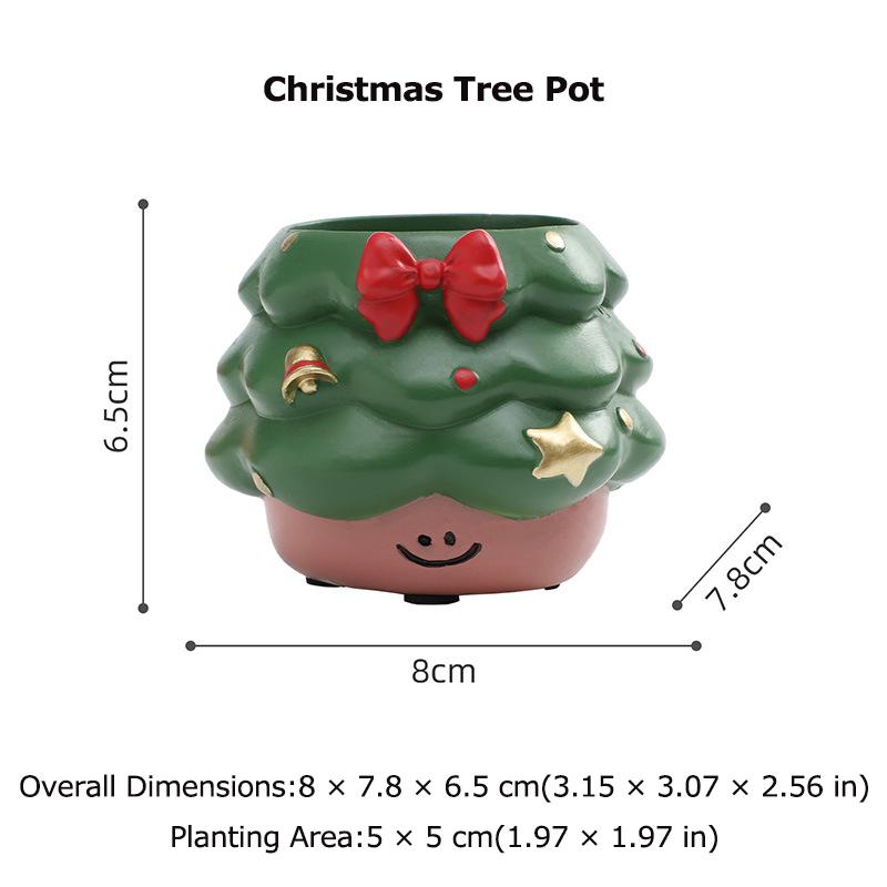 

Christmas Theme Succulent Planters Resin Decorative Pots for Home Decoration Gift Idea Festive Greenery Container