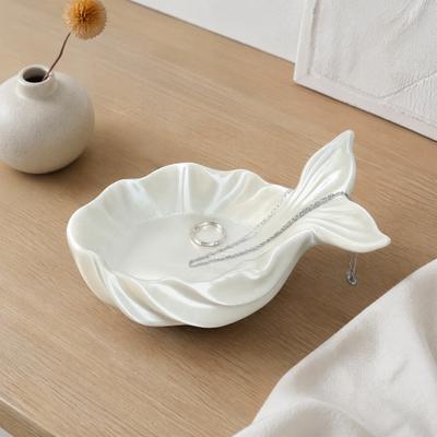 Dresser Accessory Tray Fishtail Jewelry Storage Tray, Large Capacity Groove Design, Pearlescent Organizer 3D Printing Desktop Ornament, for Rings And