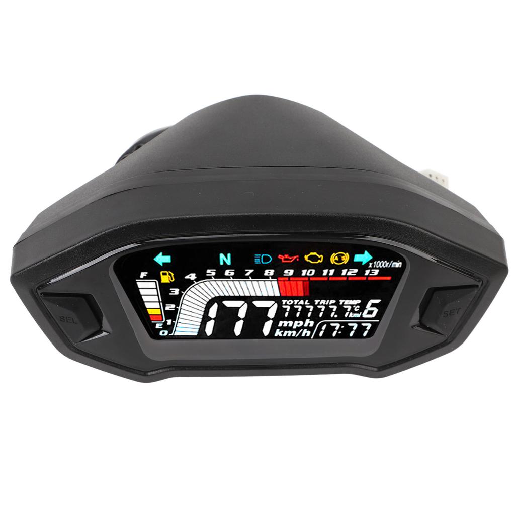 Motorcycle Speedometer LCD Digital Odometer Tachometer RPM Water Temperature Gauge for Single Double Four Cylinder