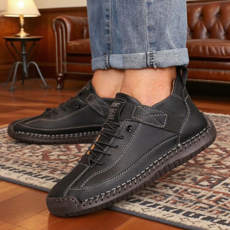 

Новые мужские ботинки нюдового цвета, в британском стиле, ретро, противоскользящие, рабочие, средней высоты, ручной работы, кожаные лоферы, повседневная обувь на мягкой подошве для мужчин 36 чёрный