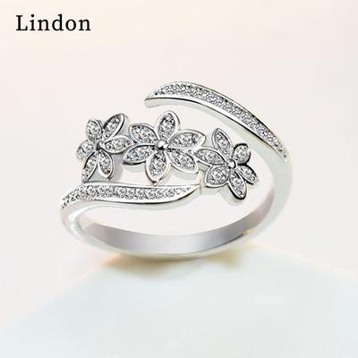 Lindon Classic Copper Alloy Zircon Ring Ladies Jewelry Wedding Promise Party Gift