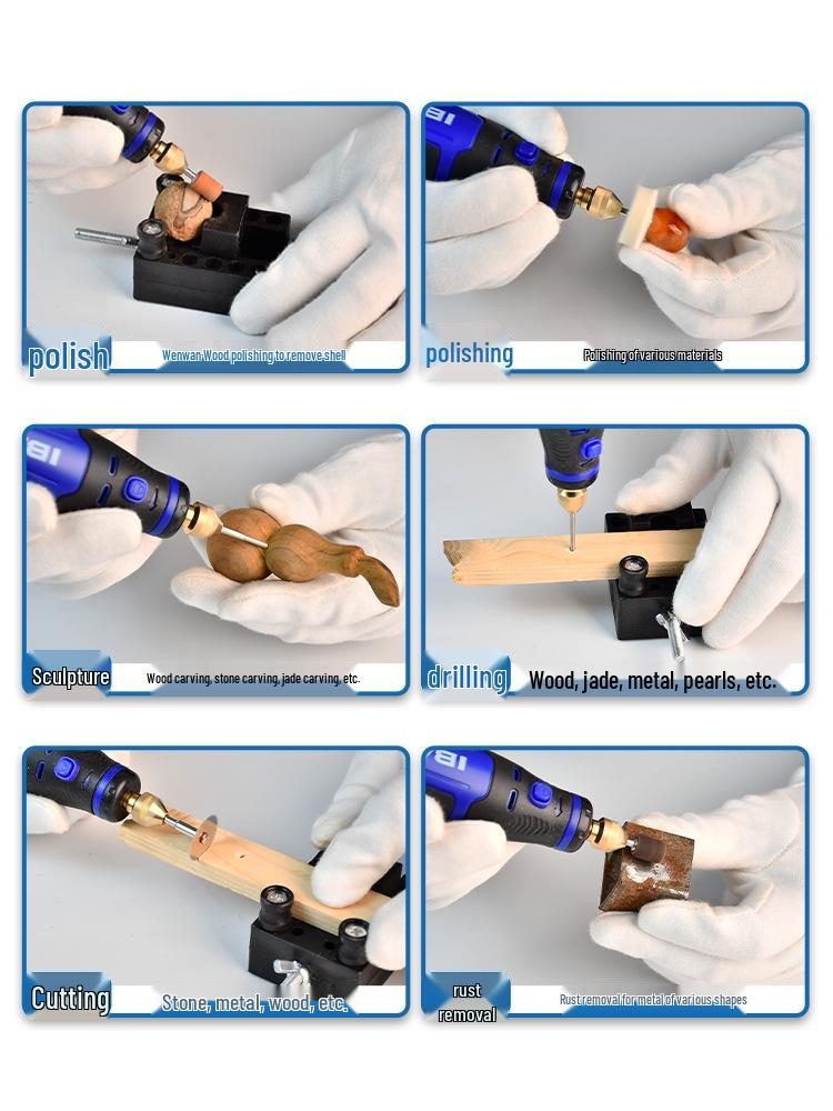 Rechargeable Electric Grinder: Lithium Battery, 5-Speed, Multi-Tool for Engraving, Polishing, Drilling, Wood & Root Carving.