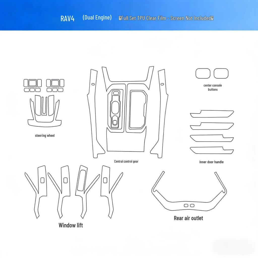 Toyota Wildlander & RAV4 Interior Protection Film: Fits 26 Models, Screen & Control Modification TPU.
