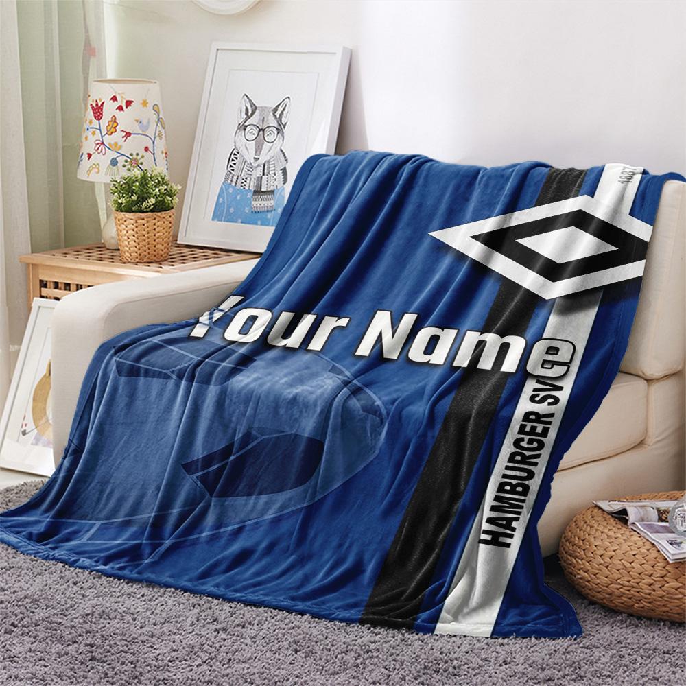 1PC Blue Diamond Emblem Custom Name Patterned Flannel Blanket Suitable For All Seasons For Home Decor Warmth And Comfort Gifts Holiday Present