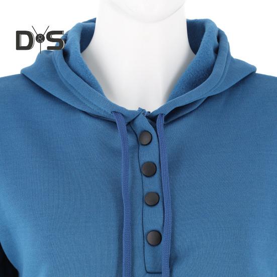 Kvinner Høst Vinter Hettegenser Langermet Løs Pullover Stor Lomme Knapp Dekor Snøring Uformell Myk Varm Hette Elastisk Mansjett Dame Hettegenser Topp