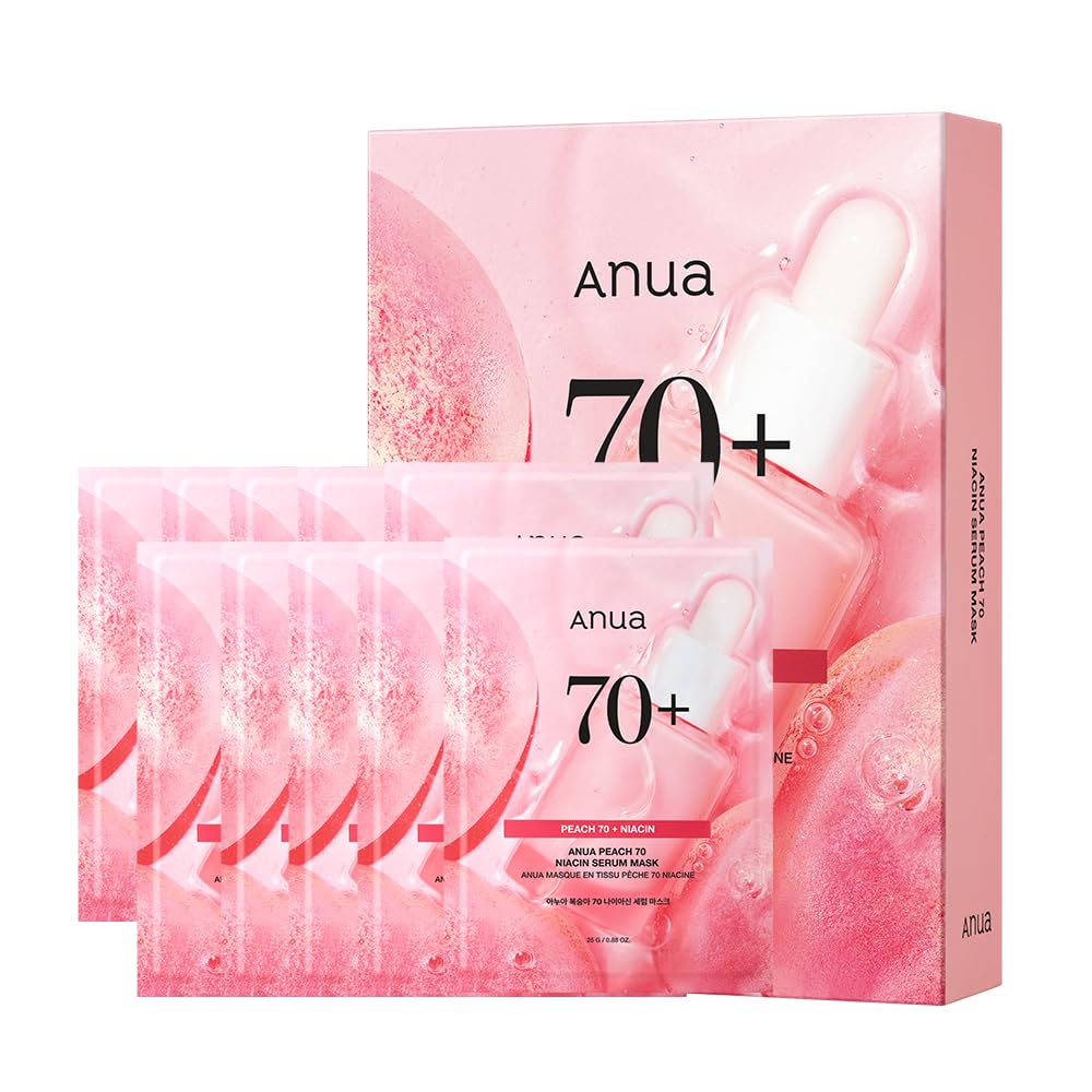 ANUA Peach 70 Niacin Mask Pack 10 Sheets Skin Tone Care Dewy Radiance Texture Moisture Hydration Dry Combination Skincare Korean