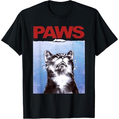PAWS Parody Cat Mouse Humorous Cat Chasing Mouse Kitten T-Shirt