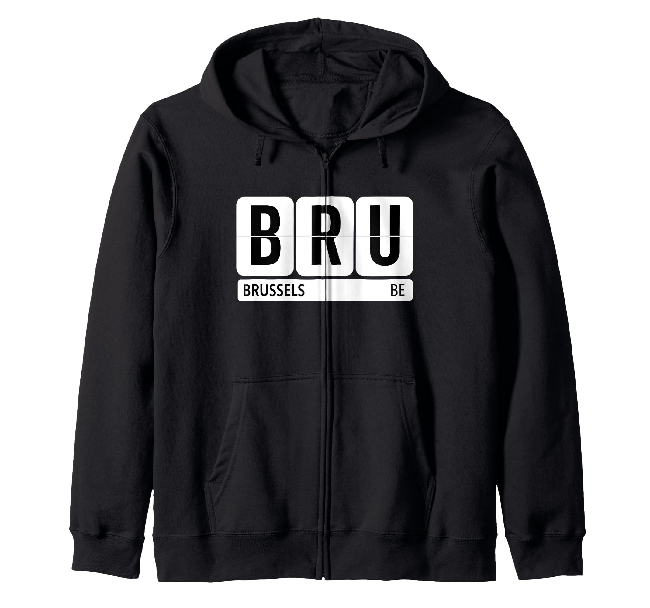 

BRU Brussels Belgium Travel Souvenir Airport Code Letter Zip Hoodie