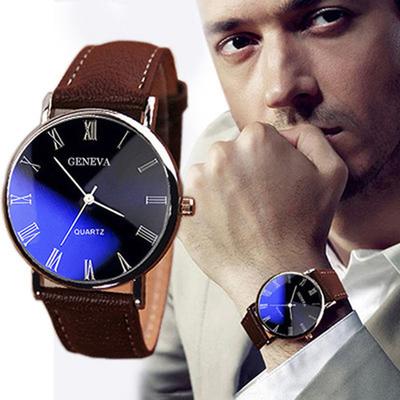 Good Men's Quartz Watch Woman Watches Business Casual Fashion Leather Strap With Roman Numeral Leather PU Men