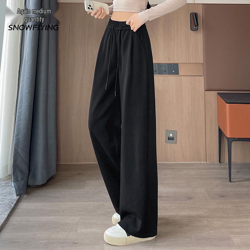 Xuezf Fei Women's High-Waist Draped Straight Leg Casual Pants