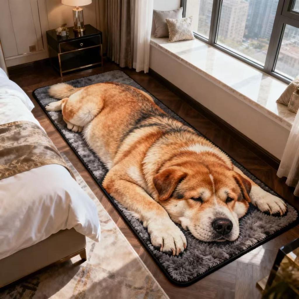3D Animals Print Cashmere Floor Mat, Anti-slip and Water-absorbing Floor Mat, Cashmere Bath Mat
