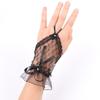 Black Fingerless Lace Gloves with Bow for Bride, Wedding, Halloween, or Lolita