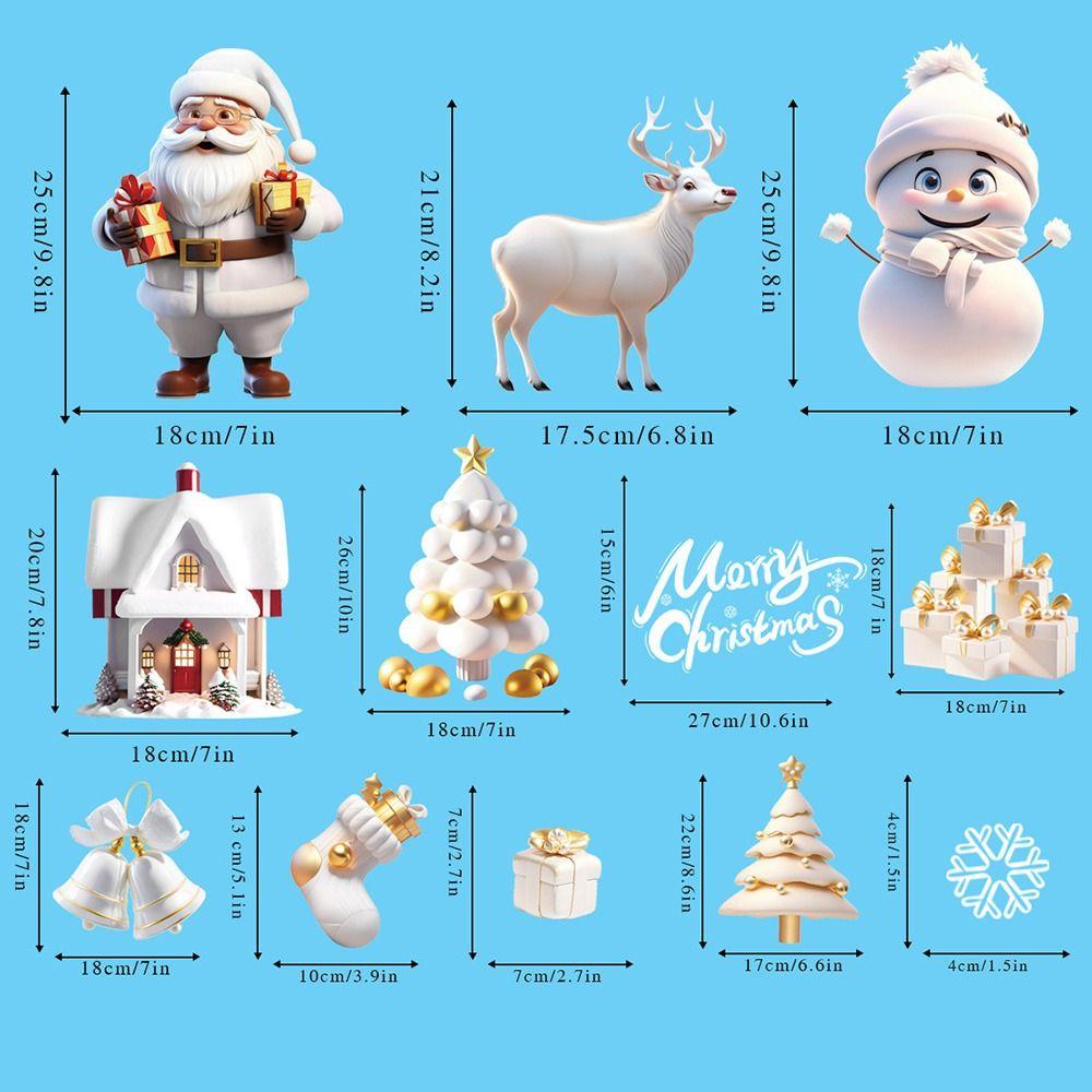 9PCS/Set Electrostatic Cartoon Santa Glass Decals Decorative Static Sticker  Home Decoration