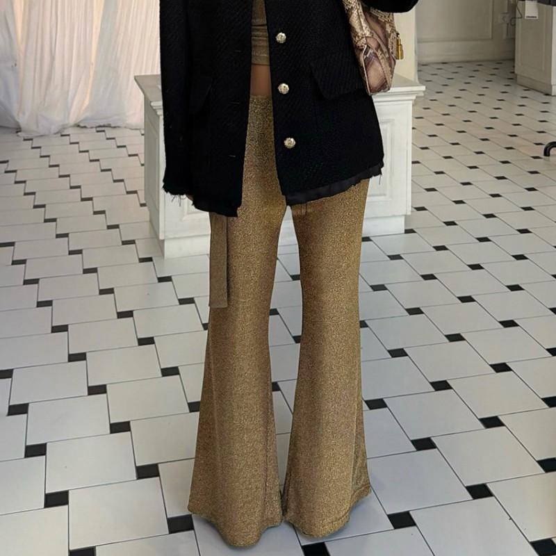 Vintage High-Waist Flare Pants Women 2026 Fall Winter Slim Fit Wide Leg Trousers