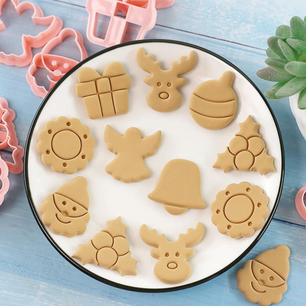 Charming Christmas Baking Accessories Christmas Cookie Stamps Christmas Cookie Cutter Set with 3d Mini for Baking for Holiday