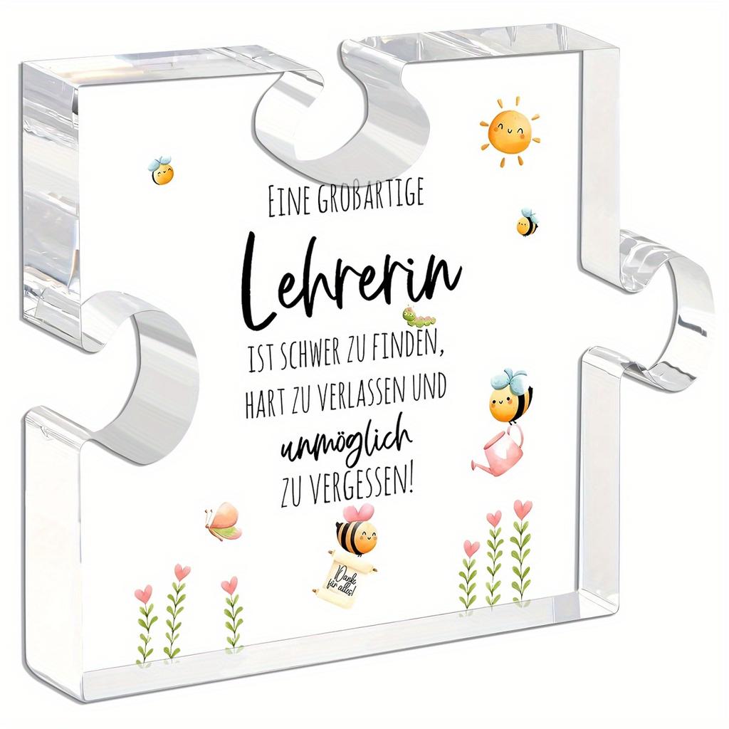 "You Are A Great Teacher" Teacher Appreciation Gift - Acrylic Thank You Card with Inspirational Quote, Cute Bee & Flower Design, Perfect for Educator