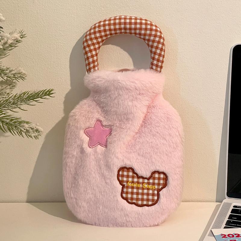 Cute Hot Water Bottle Bag For Girls Plush Shoulder Hand Warmer Heat Pack Warm Belly Instant Hot Pack Winter Water Heating Pad