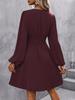 Asymmetric Neck Lantern Sleeve Ruffle Waist Dress