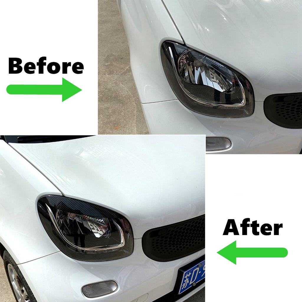 For Mercedes-Benz Smart 453 2015 2016 2017 2018 2019 2020 Headlight Eyebrow Eyelid Trim Lamp Cover Sticker Car Accessories