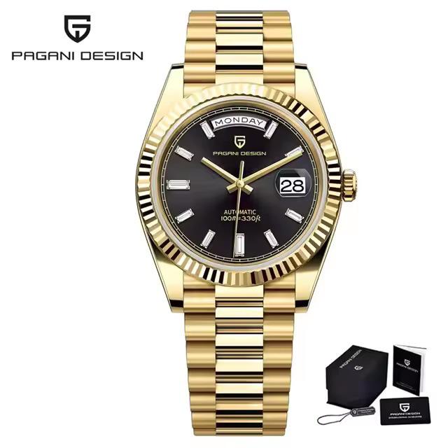 PAGANIDESIGN 40mm Erkek Otomatik Su Geçirmez Kol Saati Tarih ve Gün Göstergeli, Model 1783