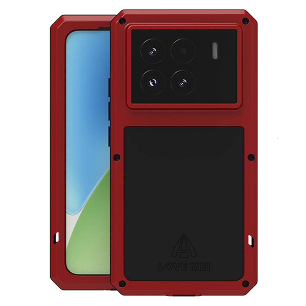 

LOVE MEI Для Xiaomi 15 Pro Чехол Защитное стекло для экрана Металл+Силикон Чехол для телефона Red