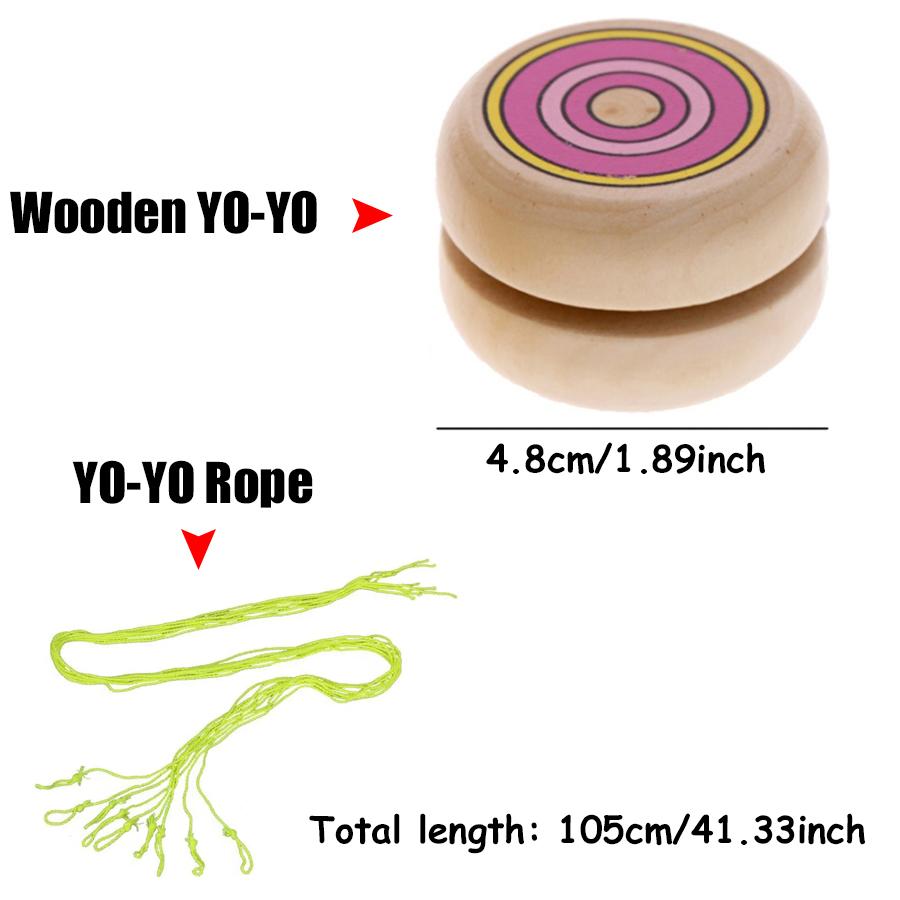 1pc Wooden Yo-Yo Ball & 10pcs Replacement Yo-Yo Rope Classic Yoyo Toy for Hobby Collection Party Favors & Gifts for Yo-Yo Lovers