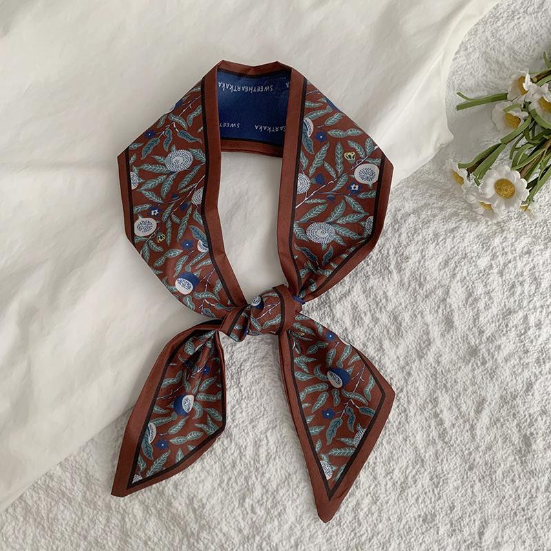 Silk Scarf, Long Strip, High-end New Multi-purpose Scarf, Pastoral Headband, Hair Ribbon Tied, Bag, Ribbon Decorative Belt.